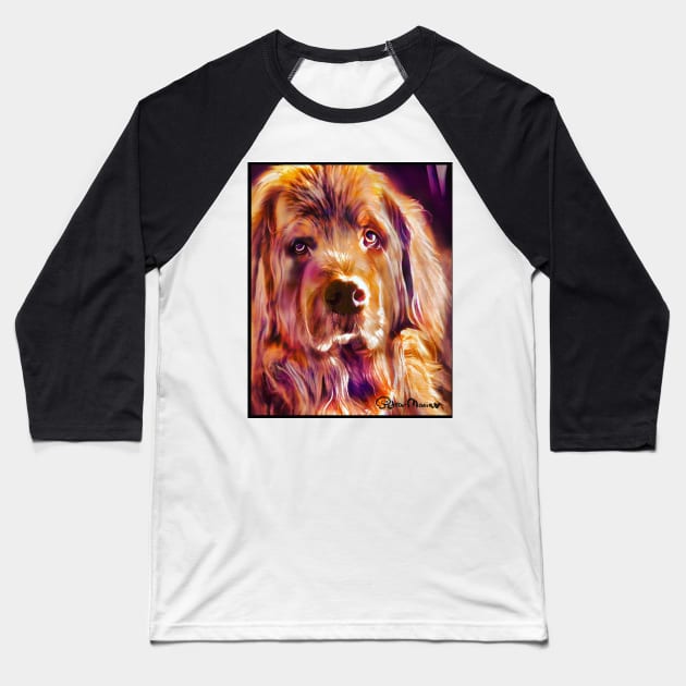 Sweet Face Newfoundland Dog Baseball T-Shirt by petrasart